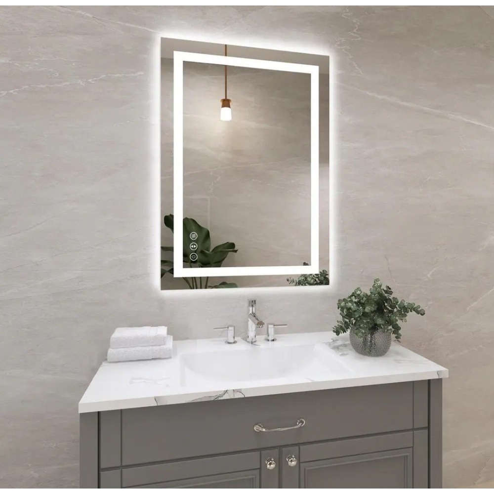 20x28 in Anti-Fog Smart Touch Mirror LED Bathroom Mirror with Backlit Color